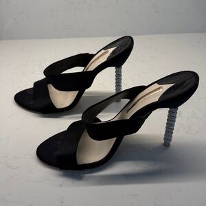 Sophia Webster Black Rosalind Satin Thick Strap Heel - 40